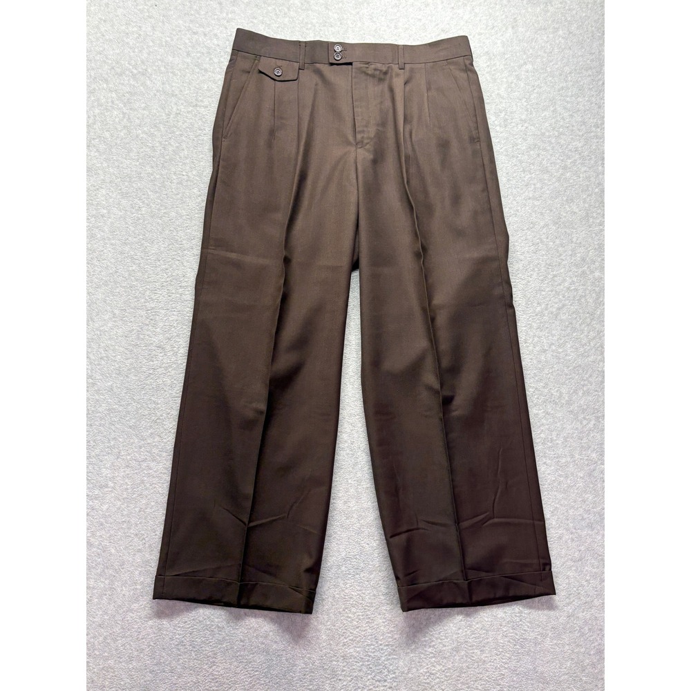 Giorgio Fiorelli Brown Wide Leg Pleated Cuffed Dress Pants Mens 38 47815